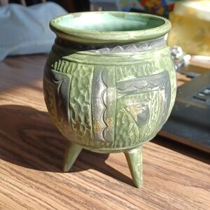 NAPCO Vintage Green Footed Planter, 1982, VIA Appia, A5497, 5.5"×3.5" approx
